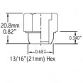 thumbnail image 2 of Coyote Wheel Accessories Écrou de Roue 821142 1/2 Pouce x 20 Filetages; Tige Mag; Tige Courte; Longueur Totale 0.82 Pouce; Taille Hexagonale 13/16 Pouces; Chromé; Acier; Simple, 2 of 2