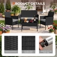 thumbnail image 5 of Gasee 4PCS Patio Rattan Conversation Furniture Set Outdoor Black/Gray Cushion, 5 of 8
