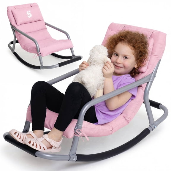 Special Supplies Sensory Rocking Chair for Kids – Calming Kids Rocker for Balance & Stability – Comfortable Floor Chair for Playroom, Bedroom, Nursery (Pink)