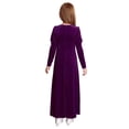 thumbnail image 2 of YONGHS Robe Princesse Médiévale Renaissance pour Filles Enfants Robe Romaine Ancienne Toga Manches Longues Velours Rétro Violet 14, 2 of 7