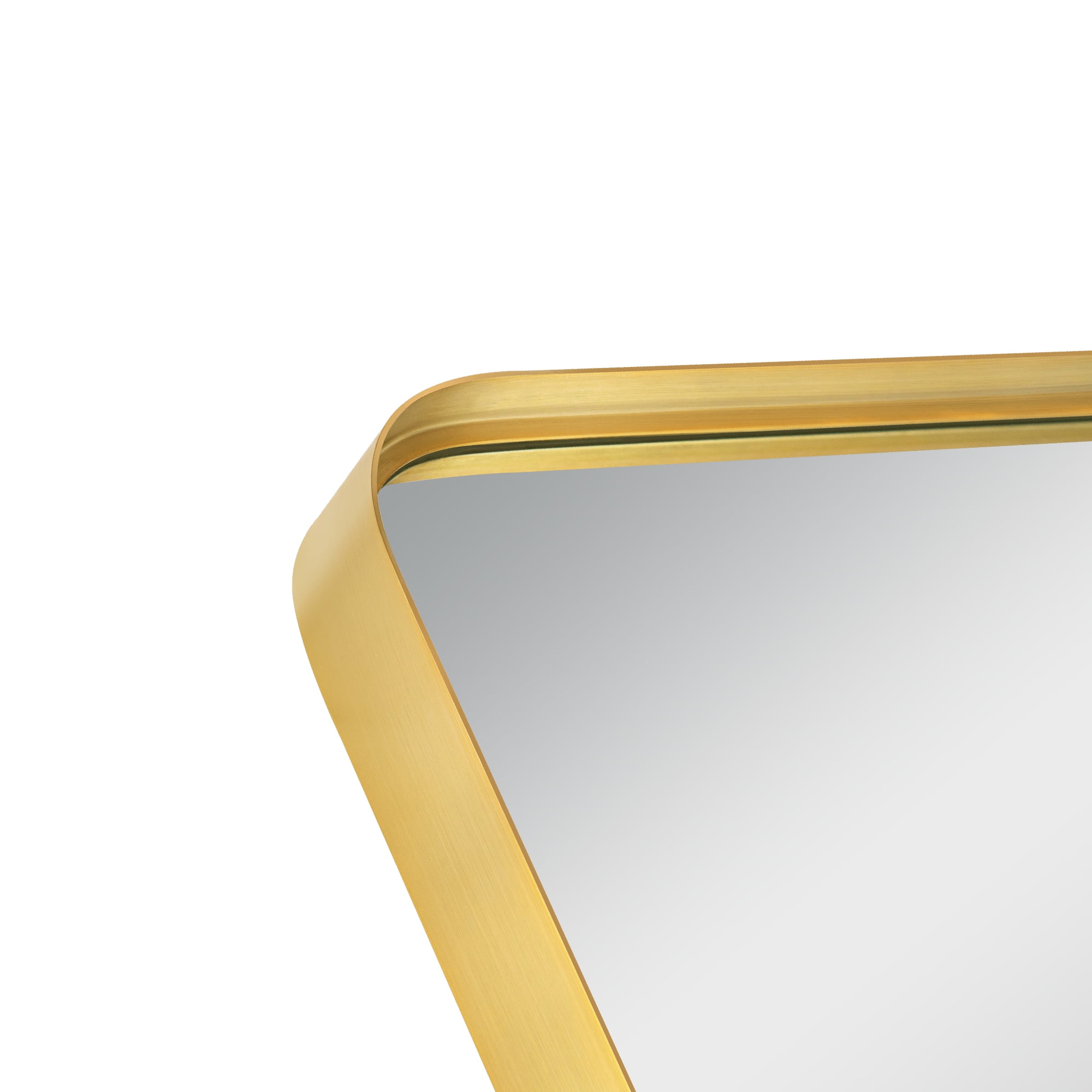 32"x22" Aluminum Alloy Wall Mount Rounded Corner Rectangular Mirror,Gold