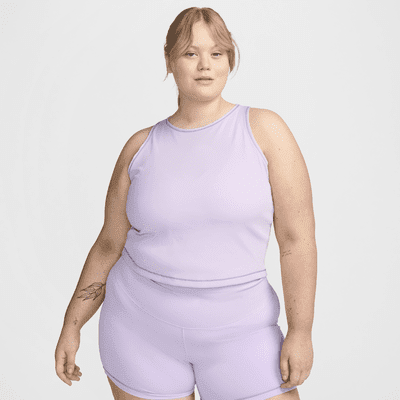Nike One Fitted Women's Dri-FIT Ribbed Tank Top (Plus Size) Color: Lilac Bloom/Daybreak/White Size: 1X