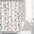 thumbnail image 3 of Watercolor Floral Shower Curtain, Cute Elegant Peach Pink Flower Botanical Sage Green Leaves Spring Modern Minimalist Shower Curtain for Bathroom, Fabric Shower Curtain Set with Hooks 60x72 Inch, 3 of 5