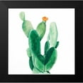 thumbnail image 2 of Atelier B Art Studio 20x20 Black Modern Framed Museum Art Print Titled - Watercolor Paddle Cactus with Flower, 2 of 5