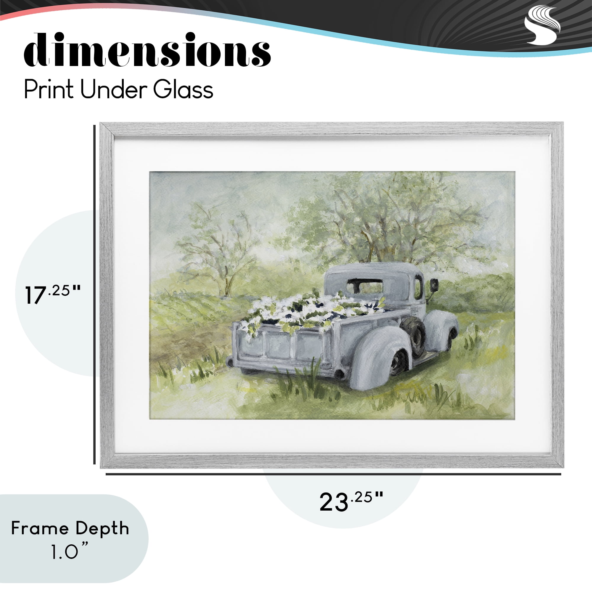 Stupell Industries Vintage Blue Truck Flower Sale Gray Framed Print Under Glass, design by Lanie Loreth