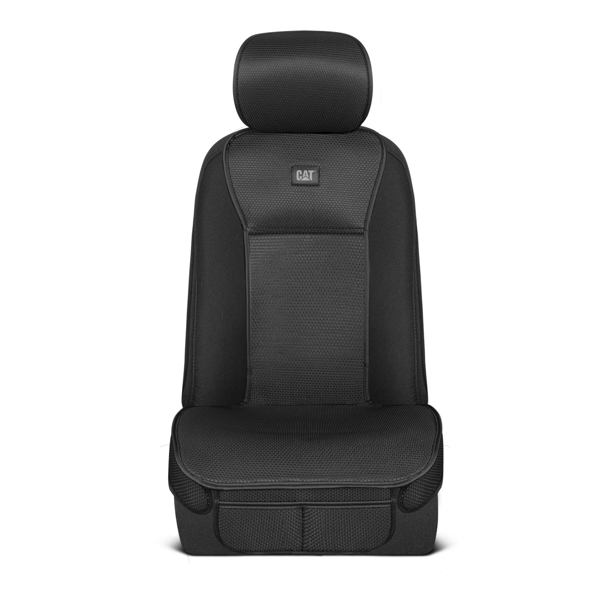 Caterpillar AeroMesh Black Seat Covers for Trucks, Car, & SUV - Front Truck Seat Cover Protector - Breathable Mesh Universal Fit Car Seat Covers - Automotive Seat Covers Top of Seat Protection