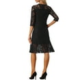 thumbnail image 3 of INSPIRE CHIC Women's Lace Dress 3/4 Sleeves Ruffle Bodycon Fishtail Elegant Dress XS Black, 3 of 6