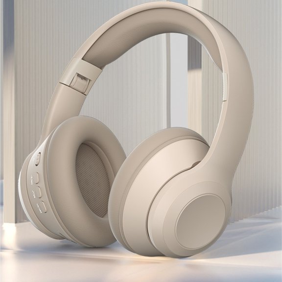 Noise Cancelling Headphones, Hwkond Headset Bluetooth Headphones Noise Cancellation Plug-in Stereo Wireless Headset,Beige