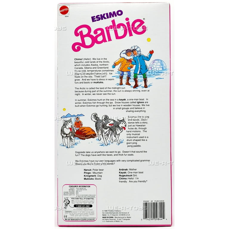 Mattel 1990 ESKIMO BARBIE #9844, Dolls of the World, NRFB