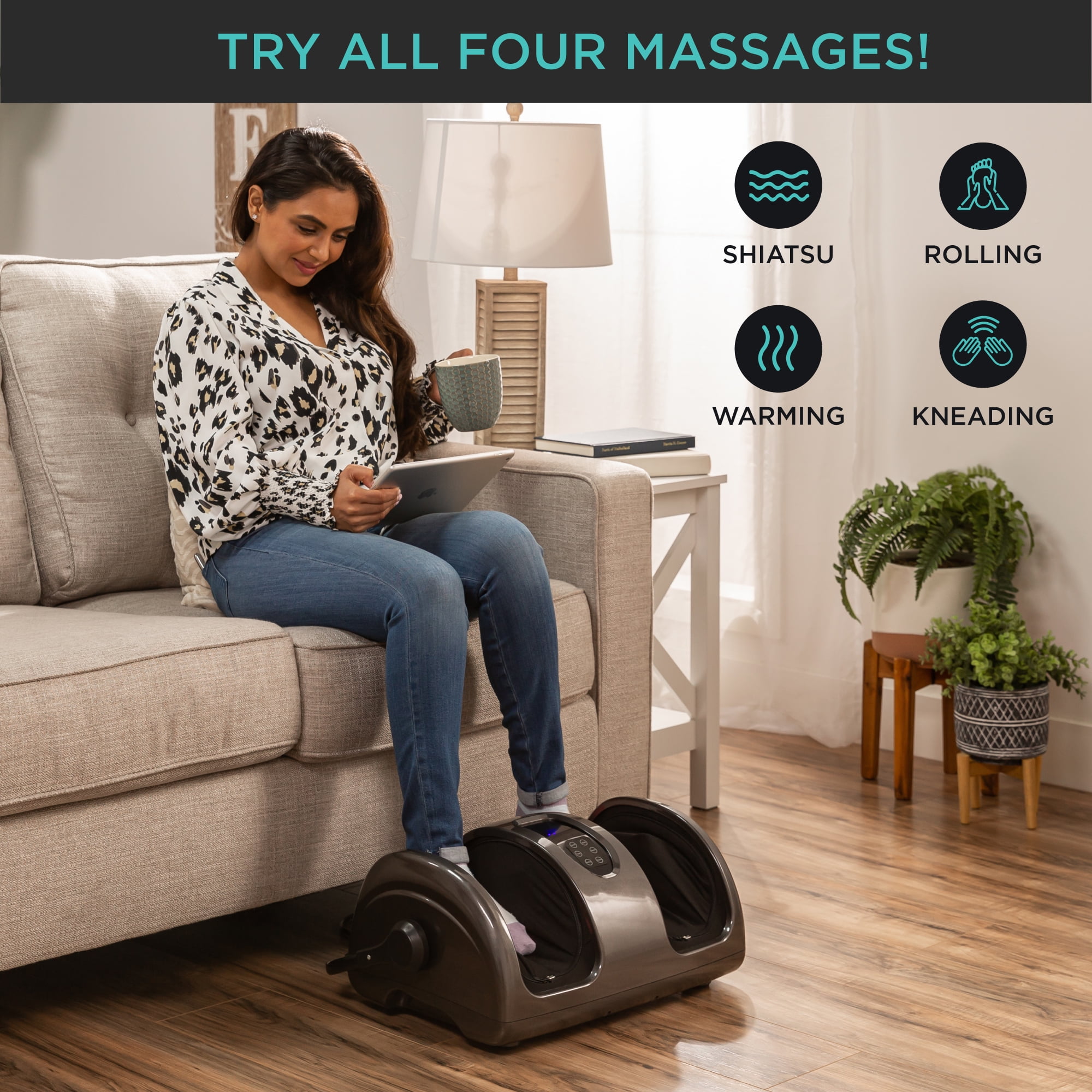 Best Choice Products Foot Massager Machine, Therapeutic Reflexology Massager w/ High-Intensity Rollers - Gray