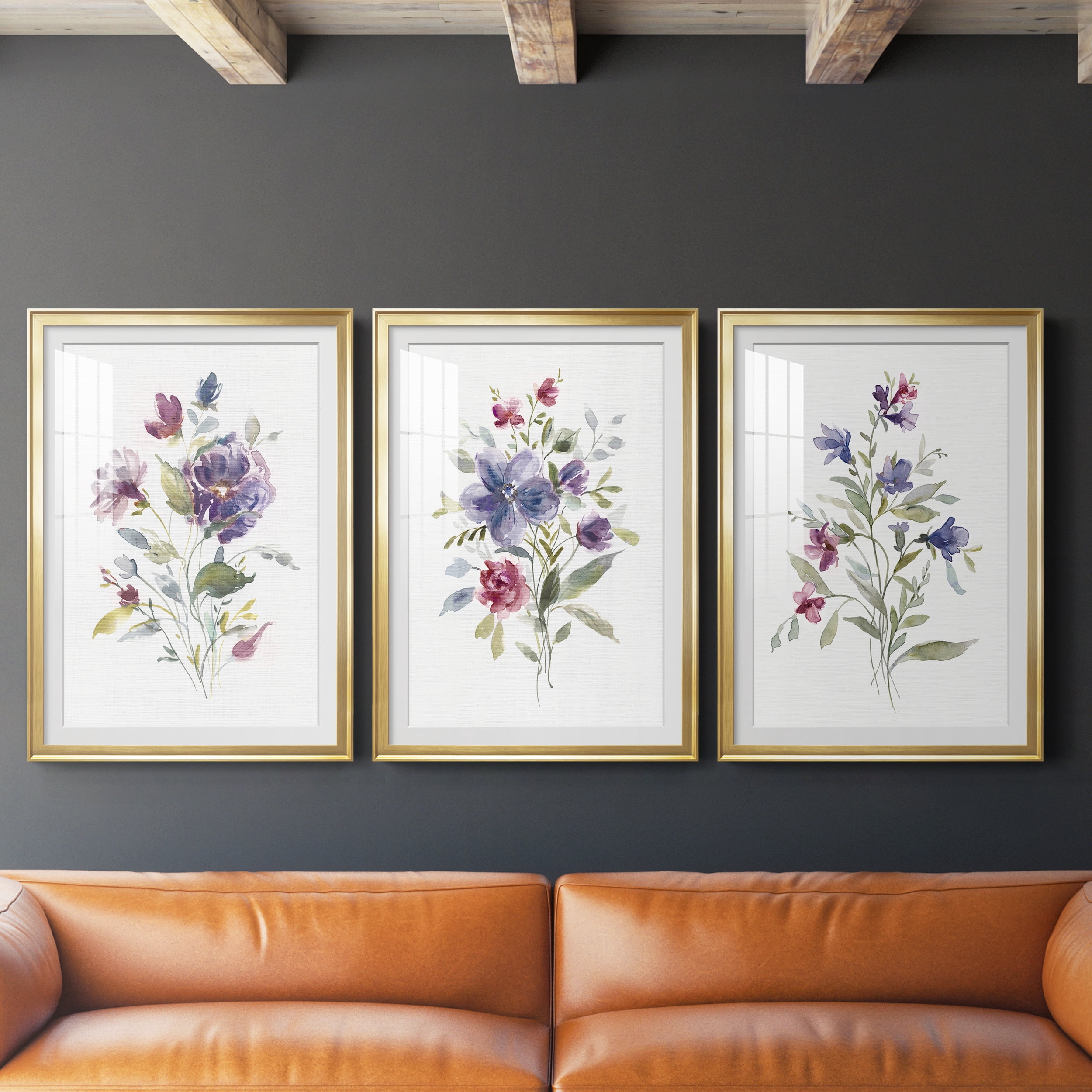 Color Variety I Premium Framed Prints Set of 3 - Ready to Hang - 30.5 x 42.5 Each - Gold Frame