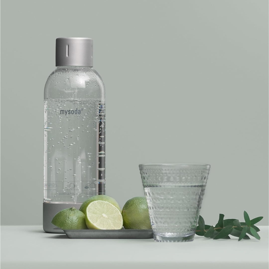 Mysoda BPA Free Sparkling Water Bottles 1L 2 Pack Sage Green Reusable Quick Lock Bottle Set