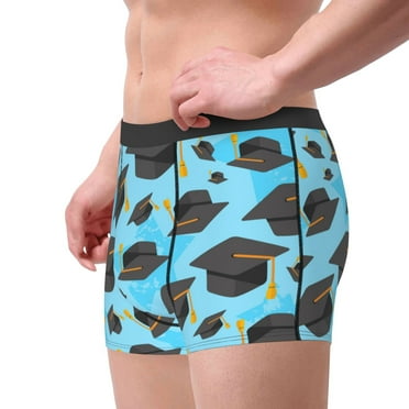 Goofa Graduation Hats1 Printed Men's Boxer Briefs Underwear, Moisture-Wicking Underwear, Trunk,Soft and Breathable Cotton Underwear-Small