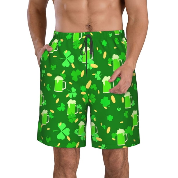 Balery St Patrick's Day2 Traje de Baño Estilo Hawaiano para Hombre, Shorts de Secado Rápido con Bolsillos-Medium