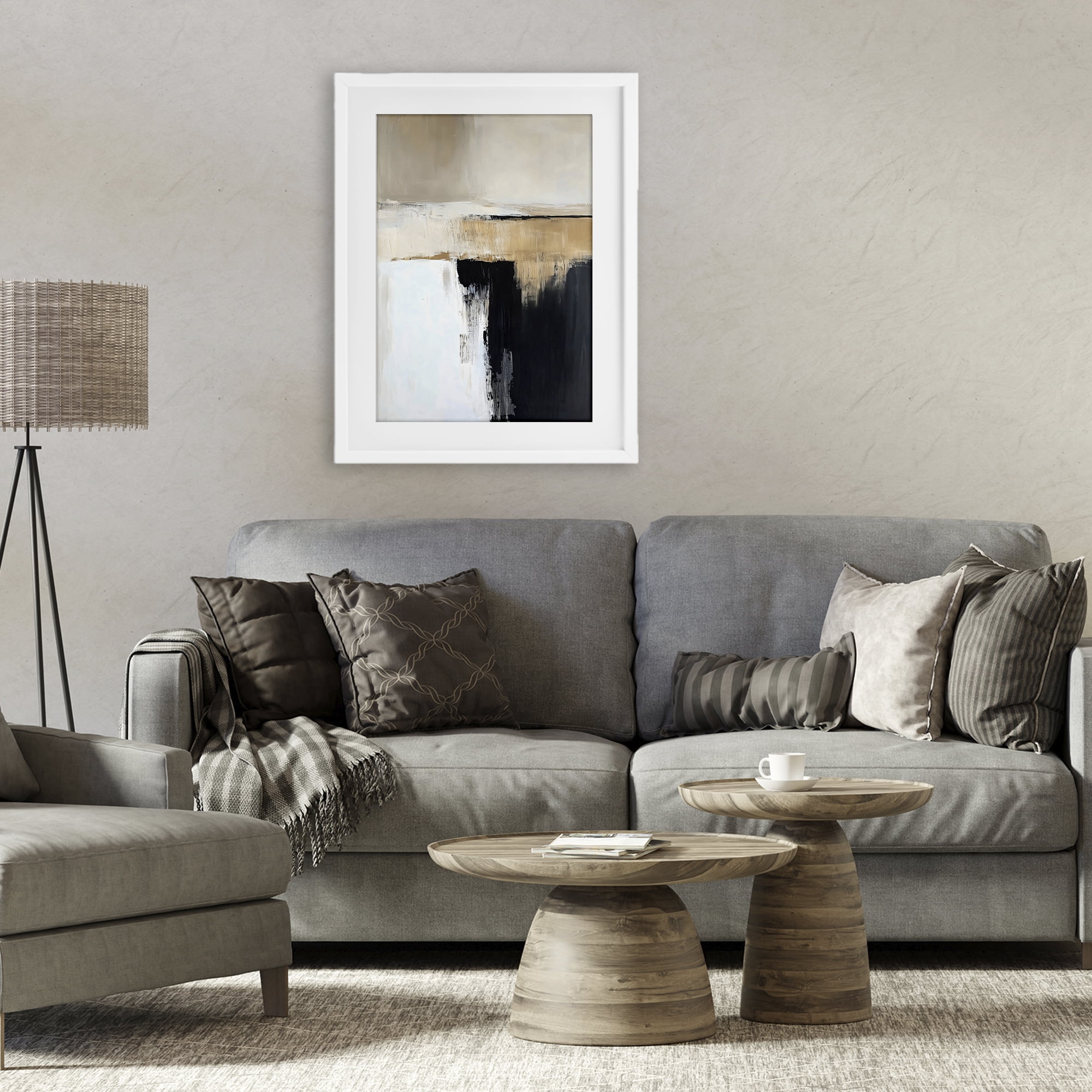 Stupell Industries Desert Horizon Muted Abstract White Framed Print Under Glass, design by Gina Kelly