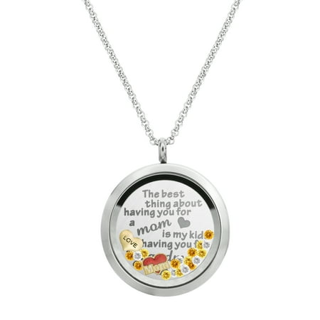 The Best Thing About Having You For A Mom Is My Kids Having You For A Grandma Stainless Steel Locket Pendant Floating Charms