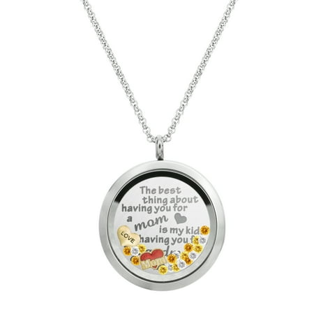 The Best Thing About Having You For A Mom Is My Kids Having You For A Grandma Stainless Steel Locket Pendant Floating Charms (Mother My Best Friend)