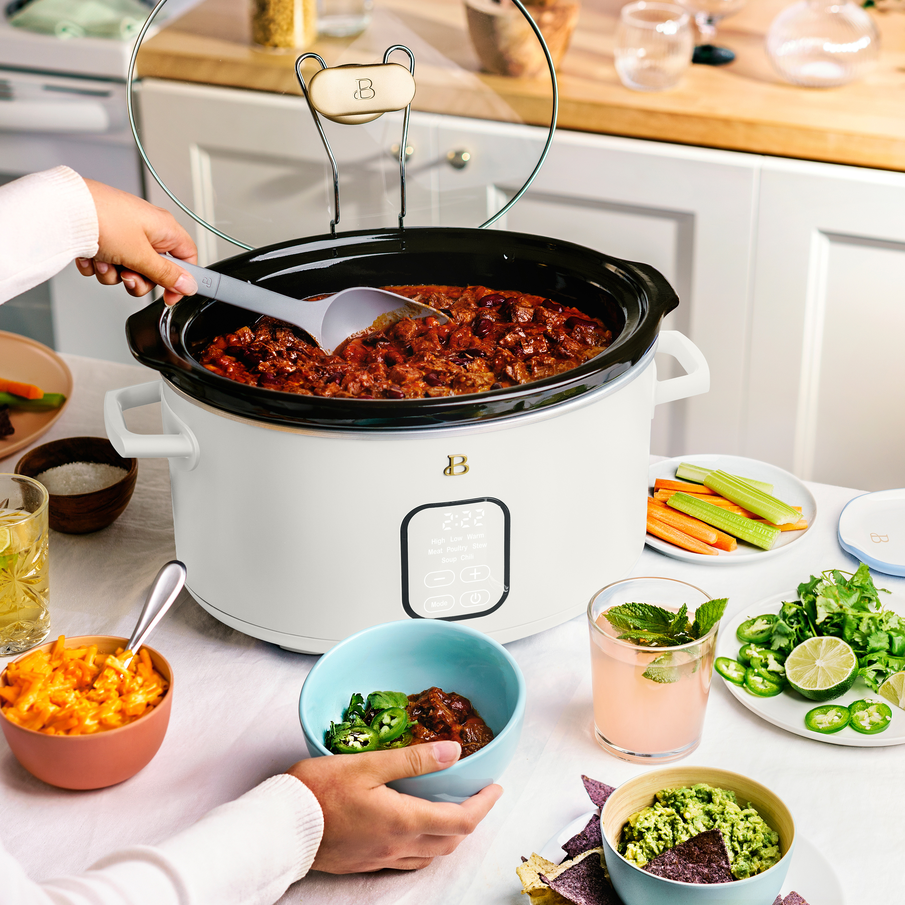 Beautiful 6-Quart Programmable Slow Cooker, White photo 4