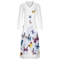 thumbnail image 5 of Moda mujer otoño estampado casual cuello pico cremallera manga larga vacaciones bolsillos vestido Fridja  yut5859, 5 of 5