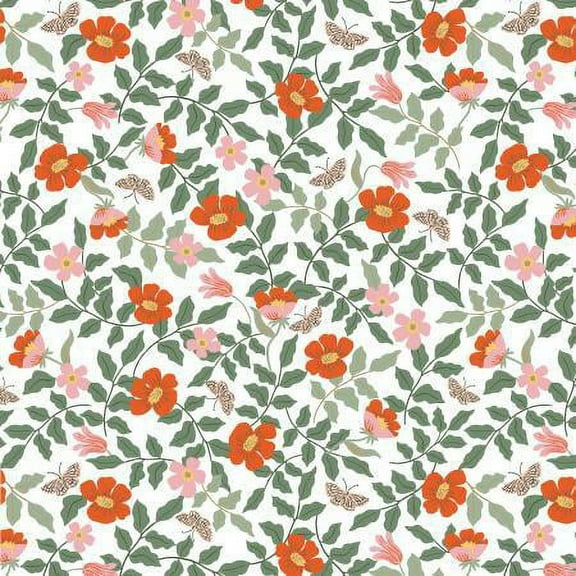 Strawberry Fields Ivory Primrose cotton fabric Rifle Paper Co., Sold by the Quarter Yard