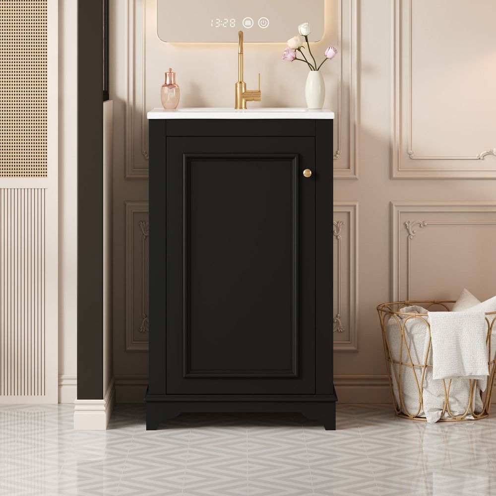 WGYPRIME 20" Bathroom Vanity with Sink, Freetanding Bathroom Cabinet with Soft Closing Door and Adjustable shelf, Modern Style Bathroom Vanity