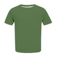 thumbnail image 4 of WREESH Womens Fashion T-Shirts Casual Solid Blouse Round Neck Short Sleeve T-Shirt Summer Plus Size Tops Green, 4 of 6
