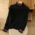 thumbnail image 6 of WTOBBY Women's Fashionable Embroidered Long-Sleeve Top with High Neck, Retro Ethnic Design for Inner Layer, Featuring Deung Embroidery and Literary Style, Great for Layered Outfits,Black L, 6 of 7