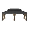 thumbnail image 3 of ModFusion 12 ×18 FT Gazebo Double Roof Hardtop Canopy Heavy-Duty Outdoor Pavilion with Nettings & Curtains in Brown, 3 of 8