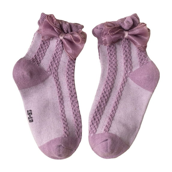 KelaJuan Toddler Kids Girls Socks Solid Color Cute Lace Bowknot Socks Children Spring Autumn Casual Princess Stockings