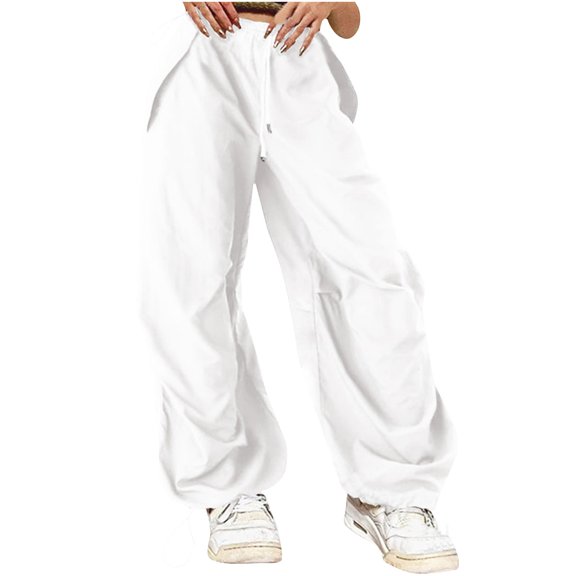 Besolor Cargo Pants for Women Trendy High Waisted Drawstring Wide Leg Pants Casual Baggy Lounge Trouser Streetwear