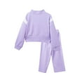 thumbnail image 3 of Rovga Little Girl Outfits Long Sleeve Children'S Sports Zipper Stand Up Collar Top And Trousers Splicing Hoodie Fashion Set Comeortable Daily Wear 9-10 Years, 3 of 8