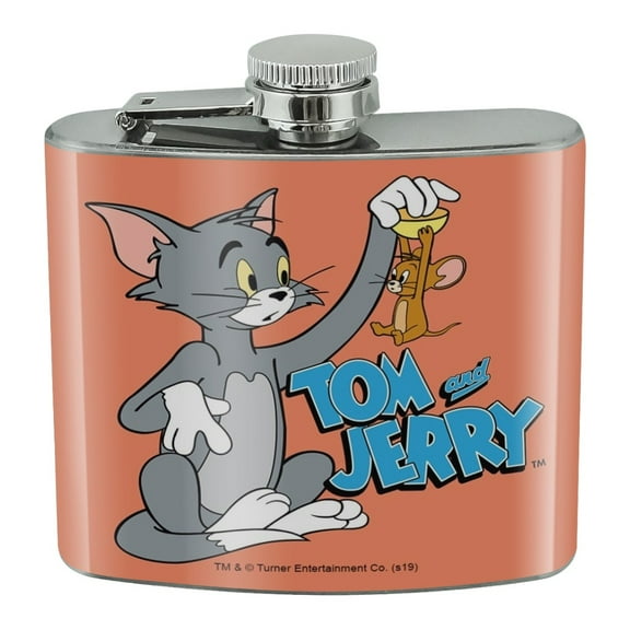 Tom and Jerry Best Friends Stainless Steel 5oz Hip Drink Kidney Flask