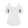 thumbnail image 4 of Kelon Womens Eyelet Embroidered Blouse Short Sleeve Round Neck Loose Fit Casual Summer Tops Trendy 2026, 4 of 4