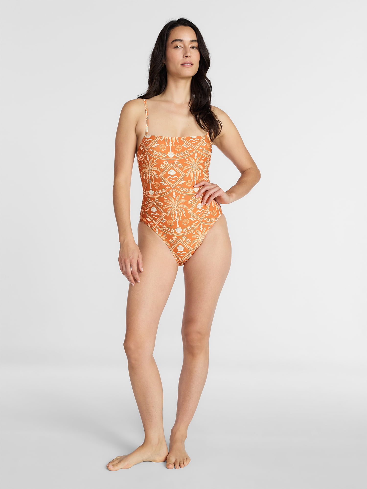 Time and Tru Women's and Women's Plus Lace Up One Piece Swimsuit, Sizes XS-3X
