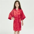 thumbnail image 2 of REDARER Kids' Satin Kimono Robe 3/4 Sleeve Lightweight Bathrobe with Belt for Boys & Girls,7-8 Years, 2 of 4