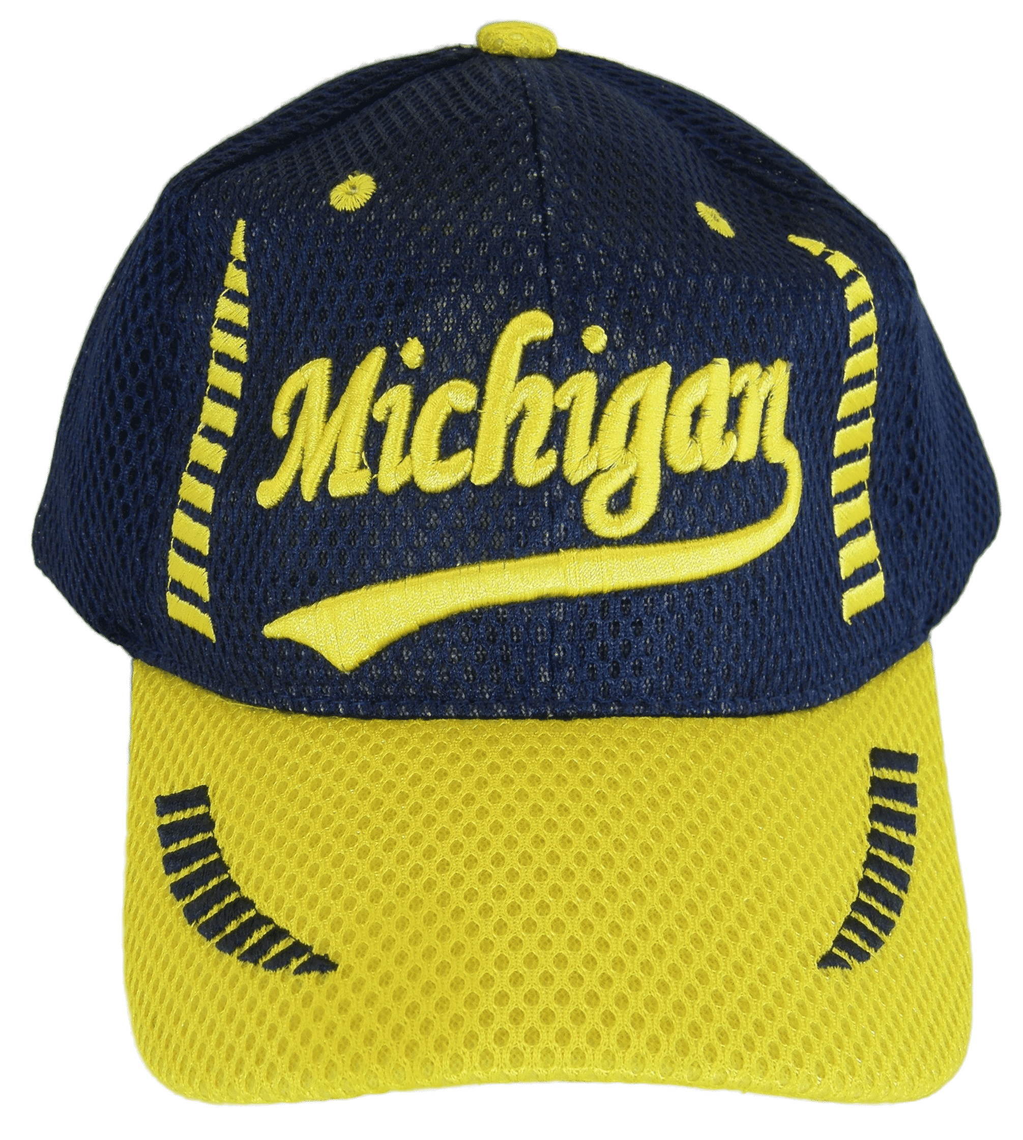 Michigan Men's Summer Mesh Adjustable Baseball Cap (Dark Blue/Gold