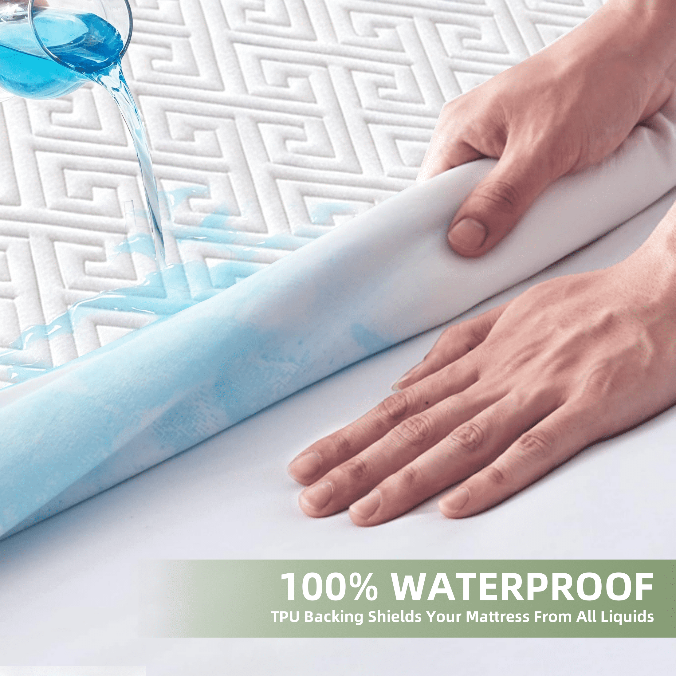 GARITIN Queen Waterproof Mattress Protector, Breathable Mattress Cover with 11 Inch Deep Pocket Elastic Skirt, Washable Bed Mattress Pad for Kids Pets Bedroom