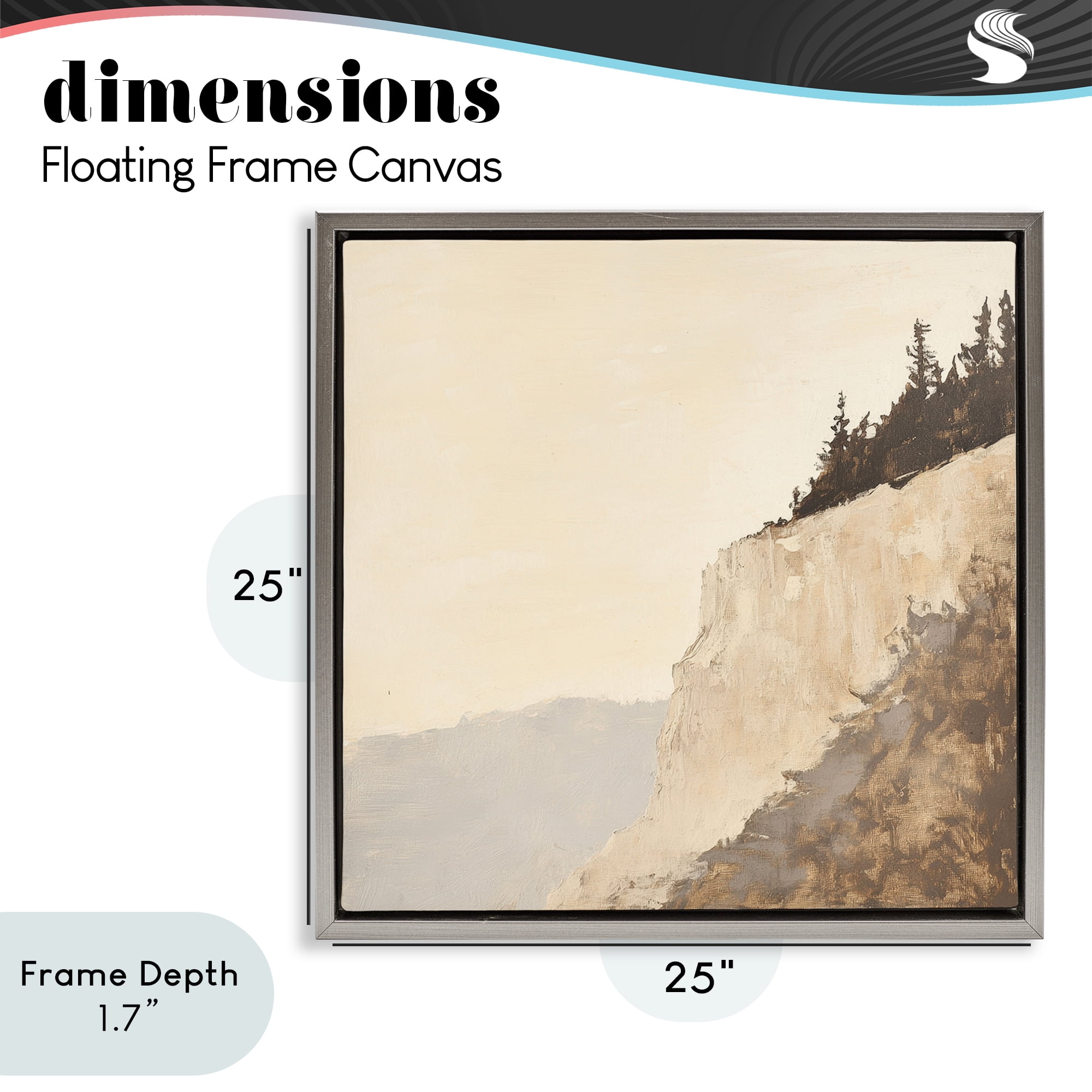 Stupell Industries Serene Cliffside Vista Gray Framed Floater Canvas Wall Art, design by Petal Prints Design