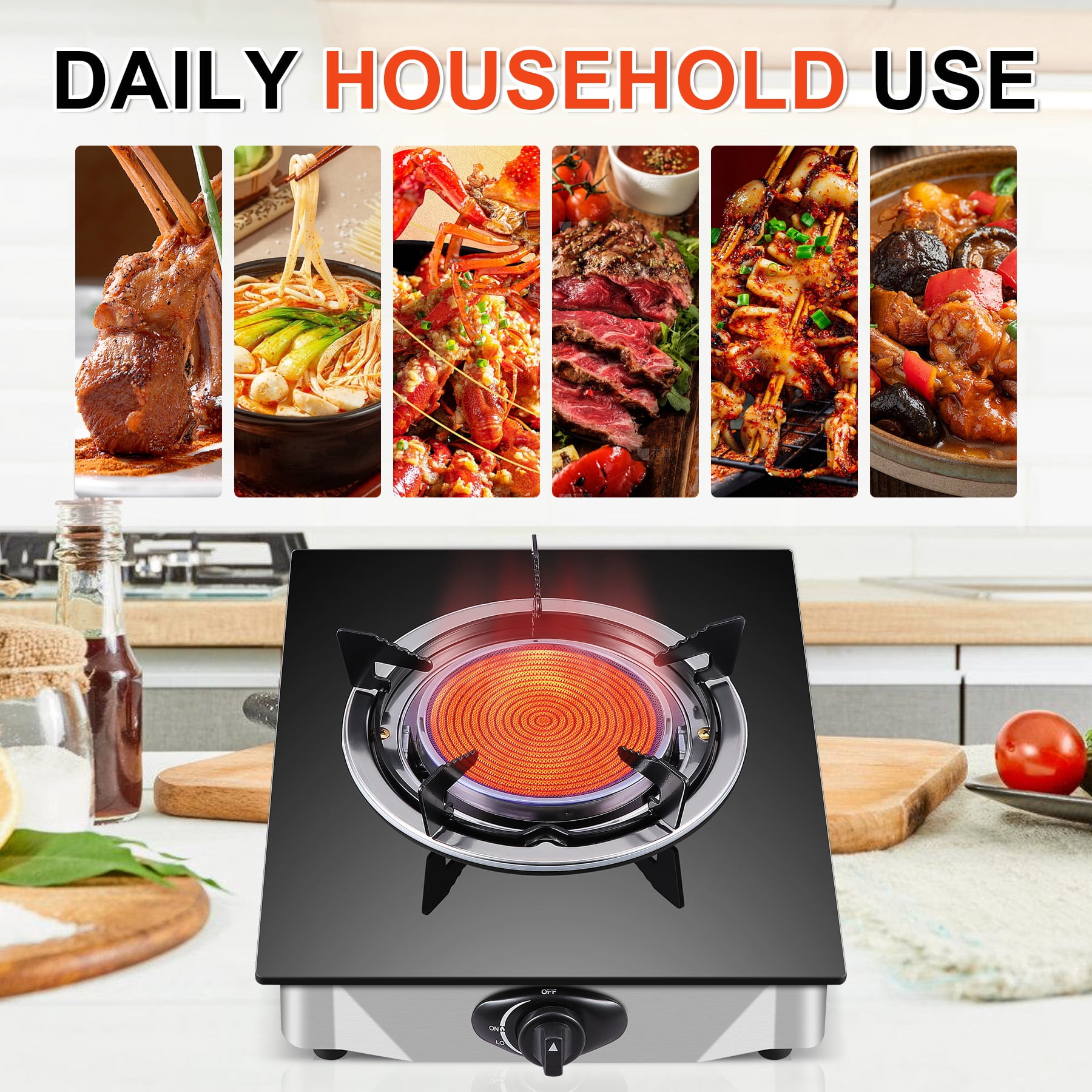 TIMVAGO Ceramic Infrared Single Burner with Tempered Glass Panel - Durable Metal Stove for Kitchen, Camping, Outdoor, RV and More - Compatible with All Cookers