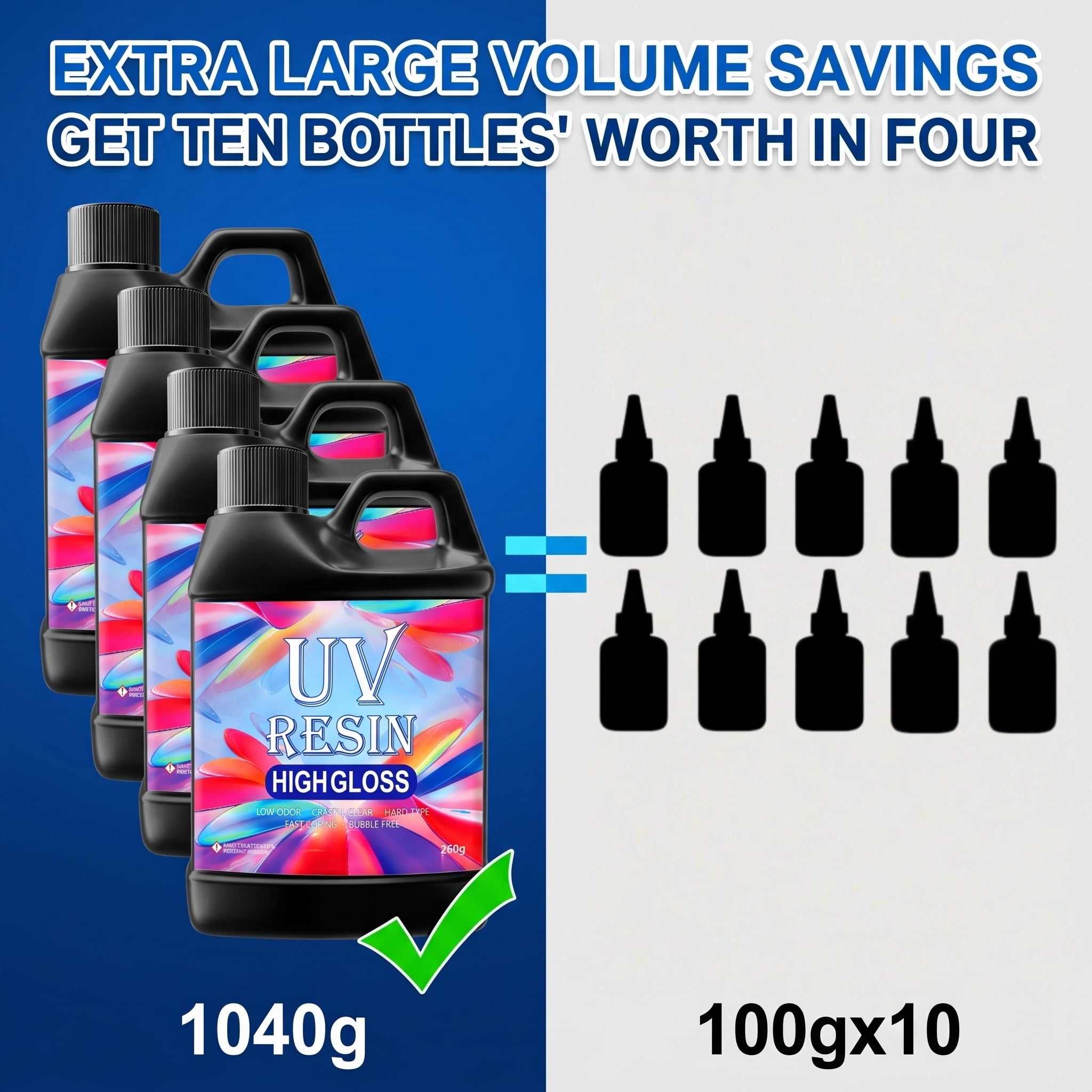 1040g Hard Type UV Resin Crystal Clear Low Odor - UV Sunlight Curing Epoxy Resin For Professional Jewelry Making Handmade Pendants Decorative Crafts