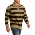 thumbnail image 2 of Men's Vintage Print Casual Button Down Shirt Turndown Collar Long Sleeve Tops Polycotton Solid Color Business Casual Outdoor Travel Outfit Gift for Him | JASKFLY,Khaki S, 2 of 6