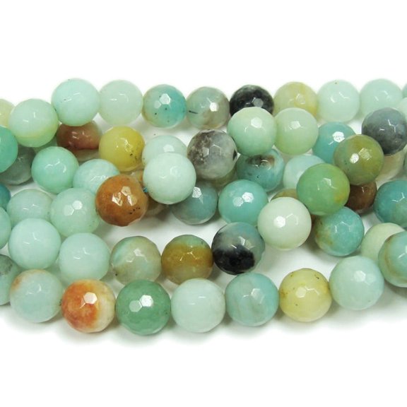8mm Amazonite Faceted Round Beads Genuine Gemstone Natural Jewelry Making