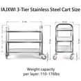 thumbnail image 2 of IAJXWI Large 3 Tier Stainless Steel Utility Cart, 37.4 x 19.7 x 37.4 inch Kitchen Trolley Cart, Heavy-Duty 330 lbs Load Capacity with Secure Lockable Wheels, Sliver, 2 of 13