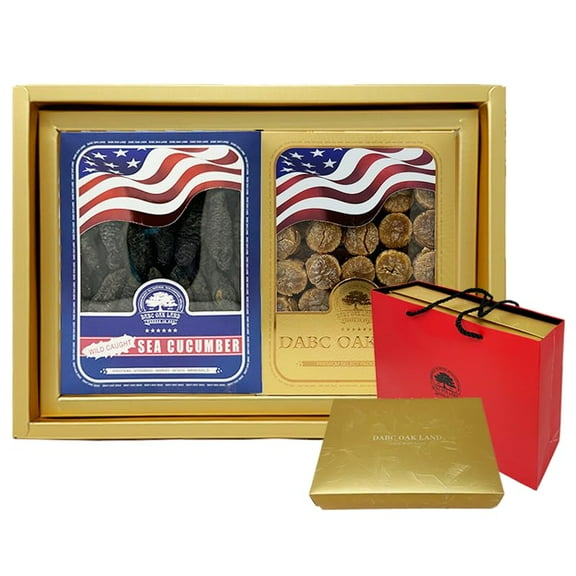 gift boxes include sea cucumber, ginseng, dried scallops, cordyceps flowers, dried longan, fish belly, mushrooms,the best gift for men and women (Gift box, Rock sea cucumber dried scallops)