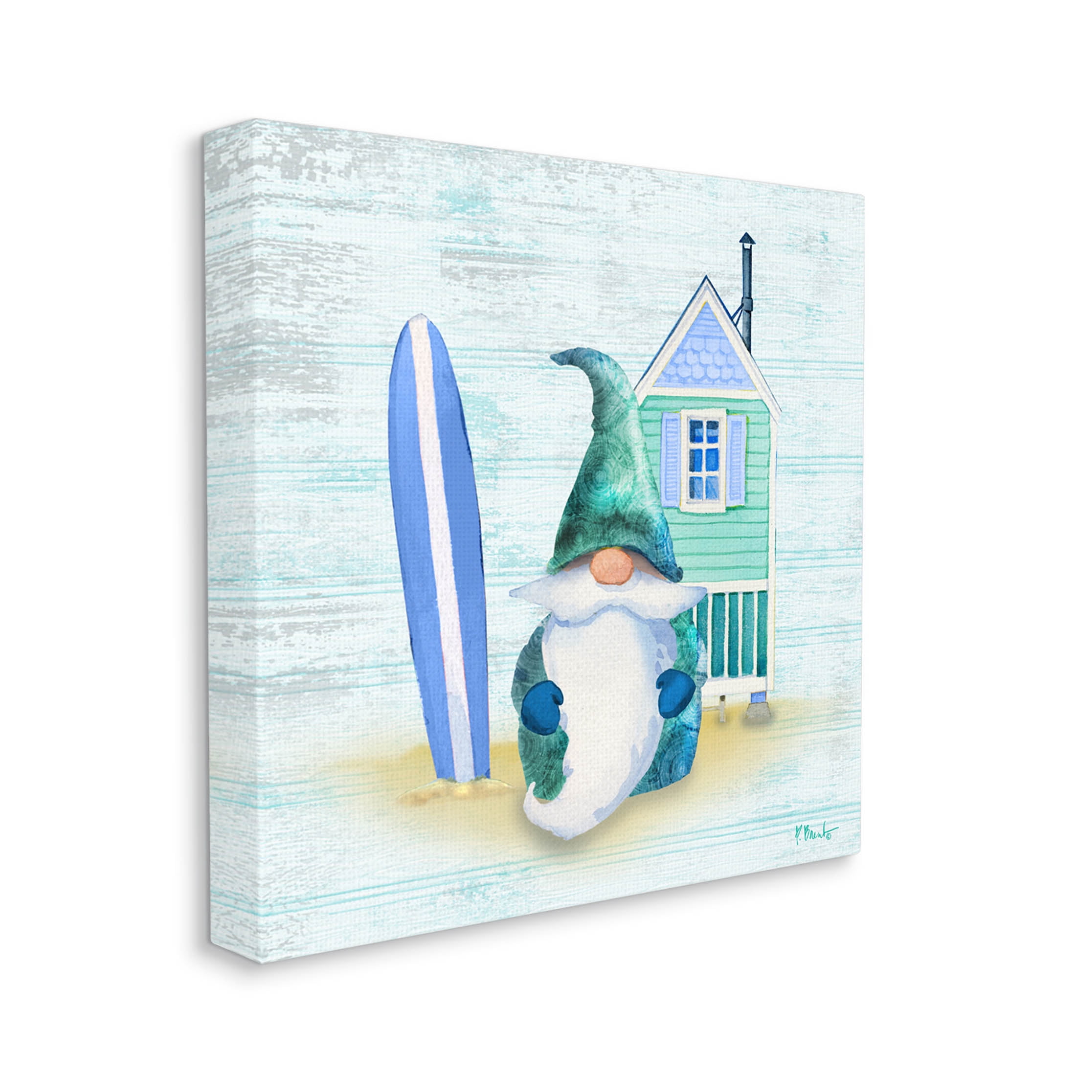 Summer Cottage Gnome Beach Fairy Tales & Fantasy Graphic Art Gallery Wrapped Canvas Print Wall Art