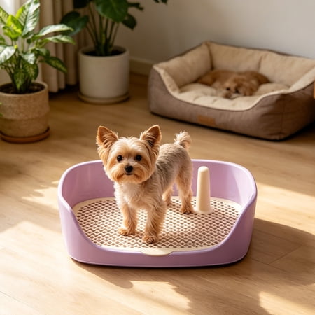 Plastic Dog Potty Tray for Small Medium Dogs Non-Leak Non-Splash Pet Litter Box With Mesh Tray Non-Slip Bottom Waterproof Stain Resistant Indoor Dog Toilet Easy To Clean