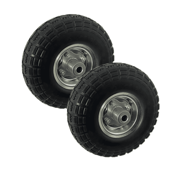 AOPANDA (2 Pack) 10" Solid Rubber Tire Wheels, 4.10/3.50-4 Flat Free Tire for Wheelbarrow, Dolly, Hand Truck, Wagon, Garden Cart, Generator Wheels Replacement - 5/8" Bearings, 2.2" Offset Hub