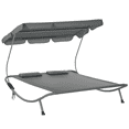 thumbnail image 1 of Outsunny Double Patio Lounger with Adjustable Canopy - Set of 1, Grey, 1 of 10