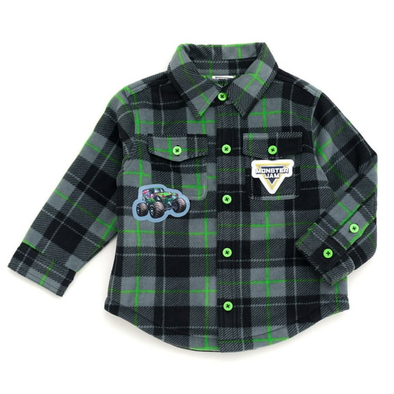 Monster Jam Grave Digger Flannel Shacket Plaid Toddler to Little Kid