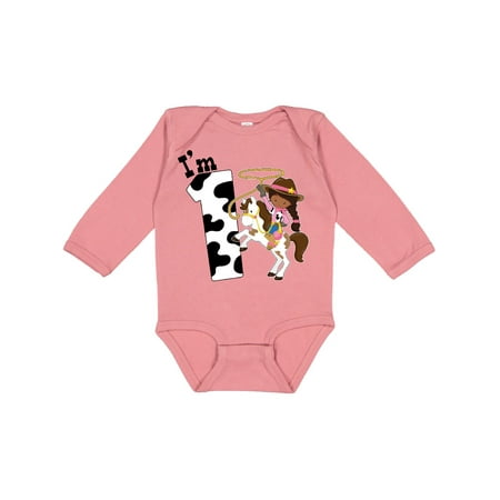 

Inktastic I m One-cowgirl Riding Horse Birthday Gift Baby Girl Long Sleeve Bodysuit
